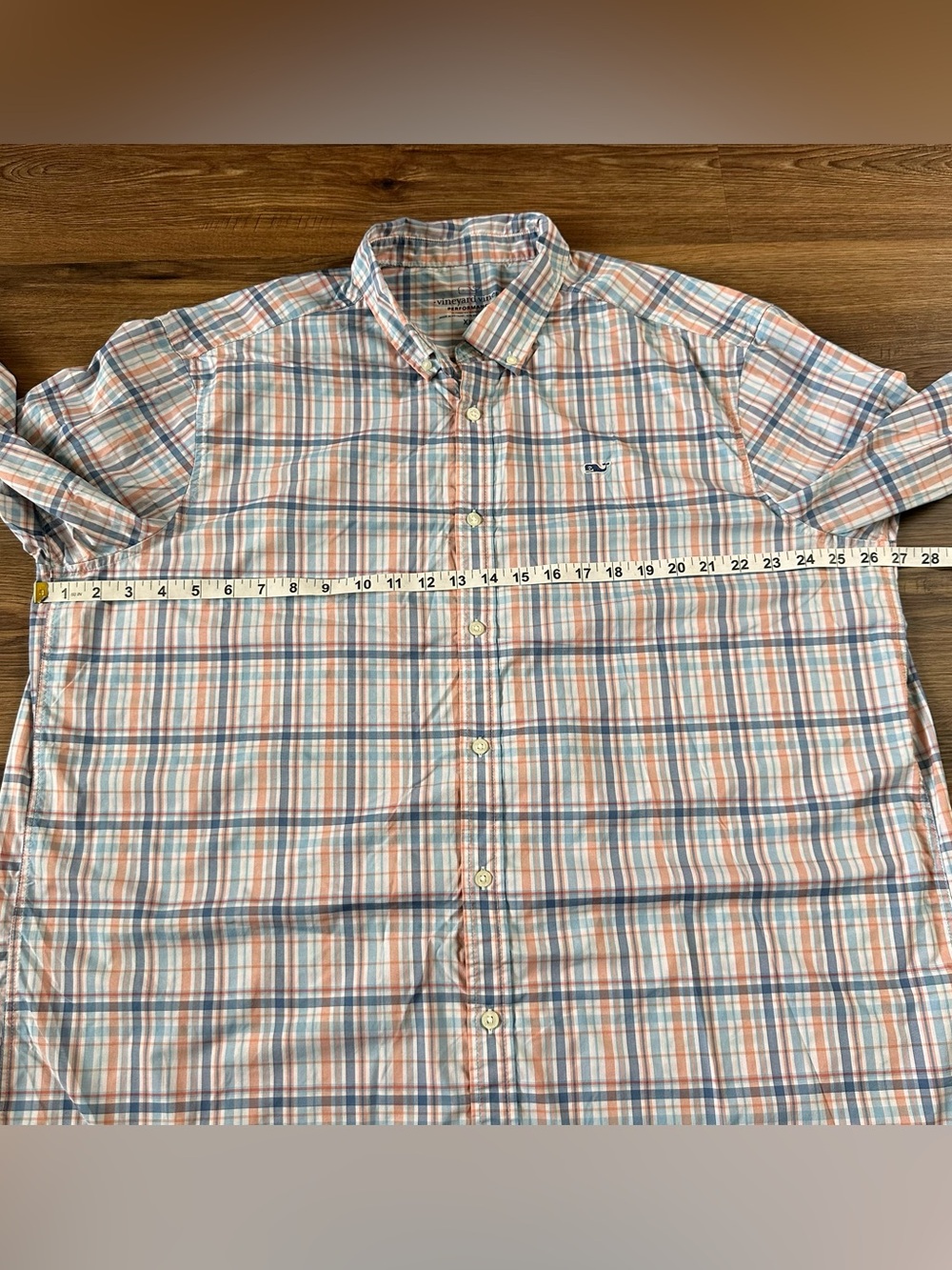 Vineyard Vines Performance Classic Fit Whale Shirt Button Men XXL Blue Plaid EUC - Picture 8 of 11